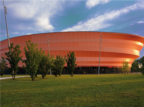 Zénith de Strasbourg Europe photo photographie image exterieur jour façade orange