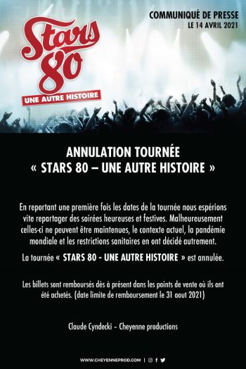 Annulation concert Stars 80 Zénith de Strasbourg Europe